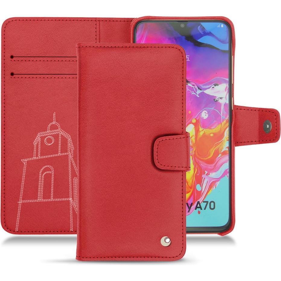 Noreve Lederschutzhülle Wallet (Samsung Galaxy A70), Smartphone Hülle, Rot