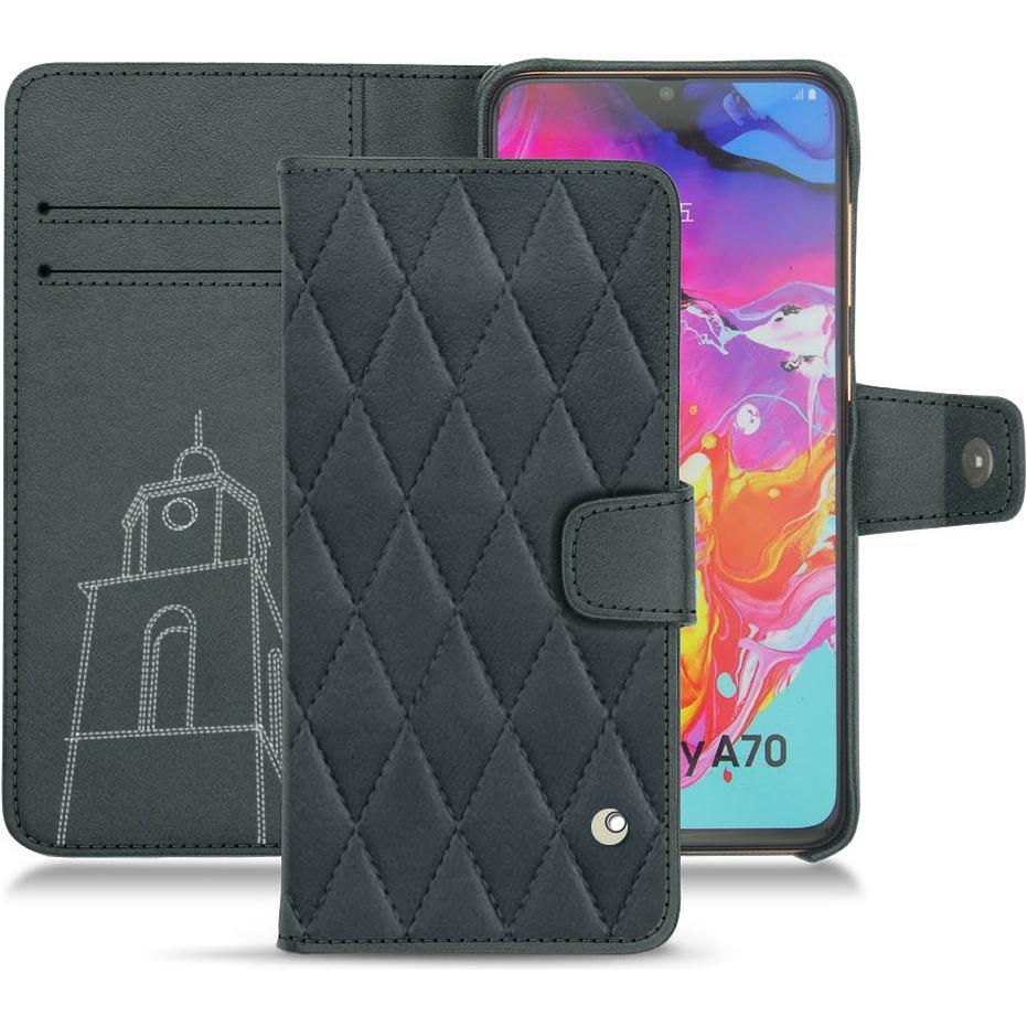 Noreve Lederschutzhülle Wallet (Samsung Galaxy A70), Smartphone Hülle, Blau