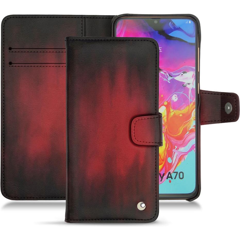 Noreve Lederschutzhülle Wallet (Samsung Galaxy A70), Smartphone Hülle, Rot