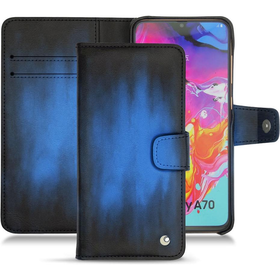 Noreve Lederschutzhülle Wallet (Samsung Galaxy A70), Smartphone Hülle, Blau
