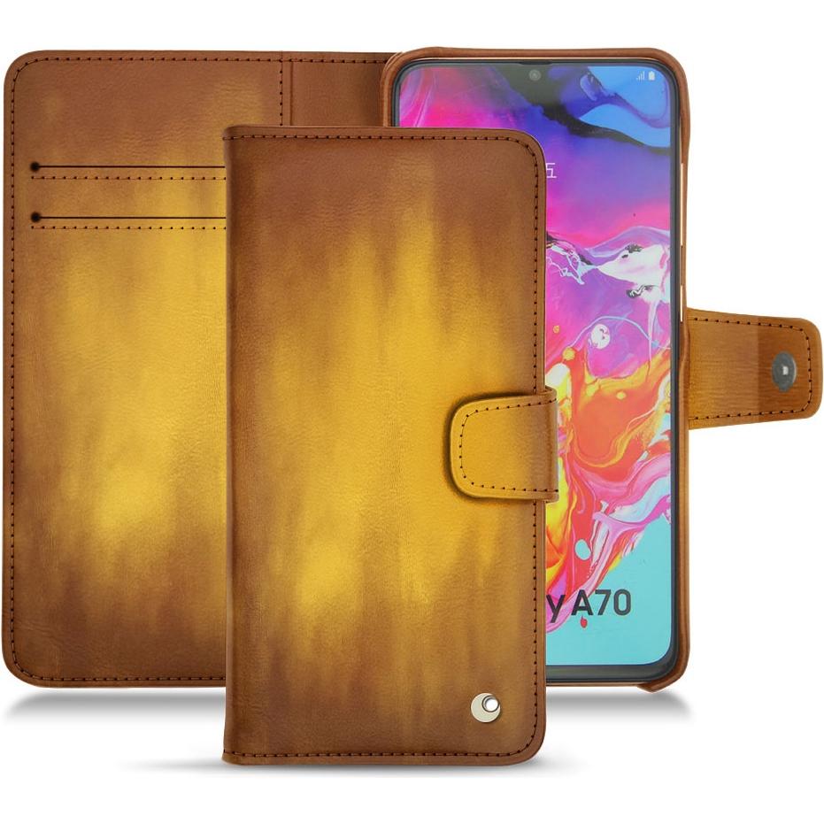 Noreve Lederschutzhülle Wallet (Samsung Galaxy A70), Smartphone Hülle, Gold
