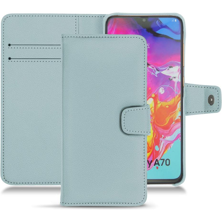 Noreve Lederschutzhülle Wallet (Samsung Galaxy A70), Smartphone Hülle, Blau