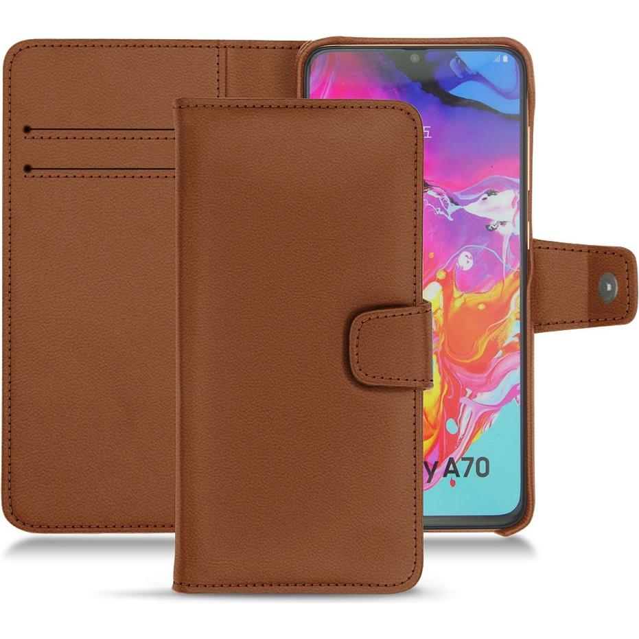 Noreve Lederschutzhülle Wallet (Samsung Galaxy A70), Smartphone Hülle, Braun