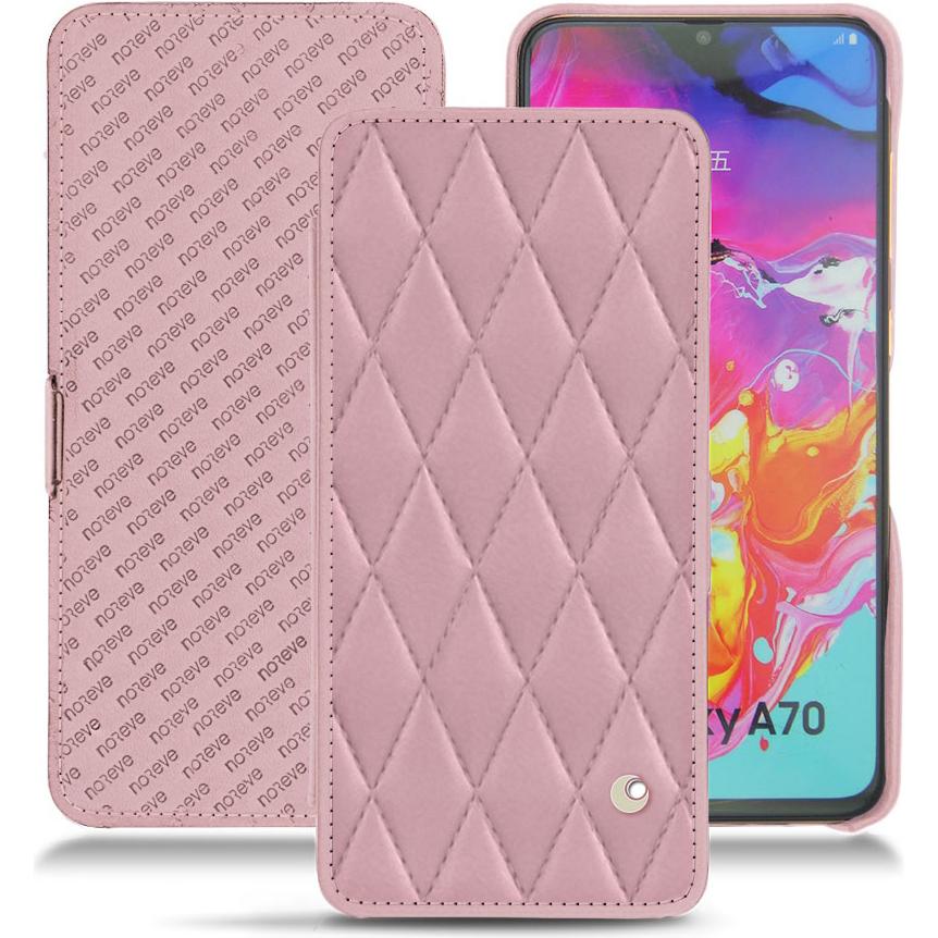 Noreve Lederschutzhülle horizontal (Samsung Galaxy A70), Smartphone Hülle, Rosa