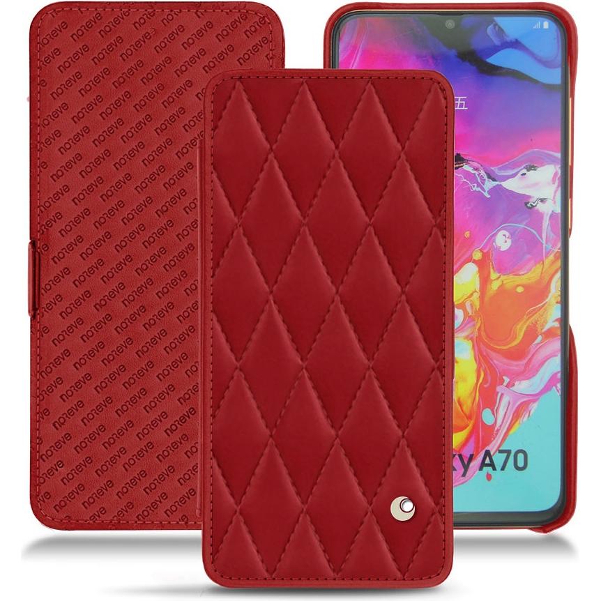 Noreve Lederschutzhülle horizontal (Samsung Galaxy A70), Smartphone Hülle, Rot