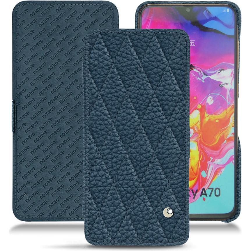 Noreve Lederschutzhülle horizontal (Samsung Galaxy A70), Smartphone Hülle, Blau