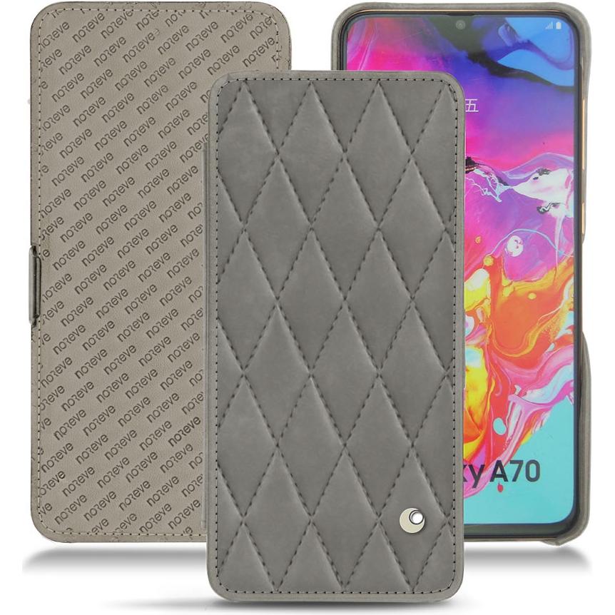 Noreve Lederschutzhülle horizontal (Samsung Galaxy A70), Smartphone Hülle, Grau