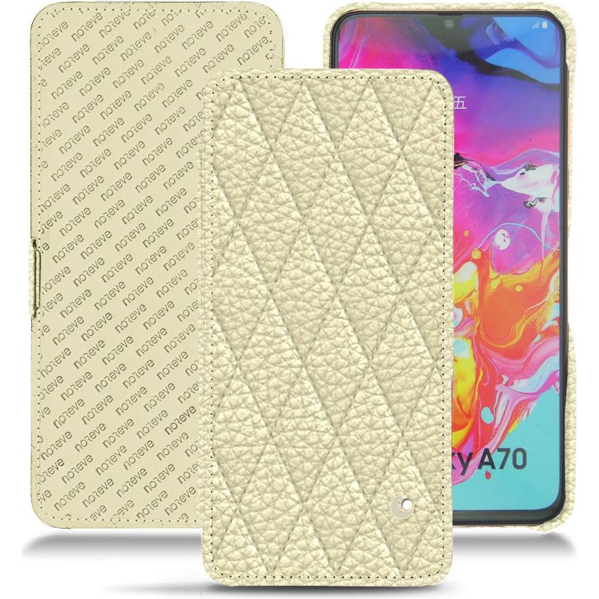 Noreve Lederschutzhülle horizontal (Samsung Galaxy A70), Smartphone Hülle, Weiss