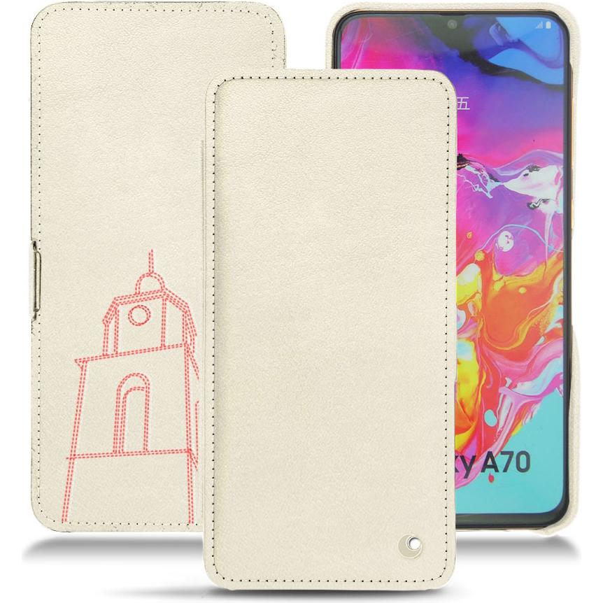 Noreve Lederschutzhülle horizontal (Samsung Galaxy A70), Smartphone Hülle, Weiss