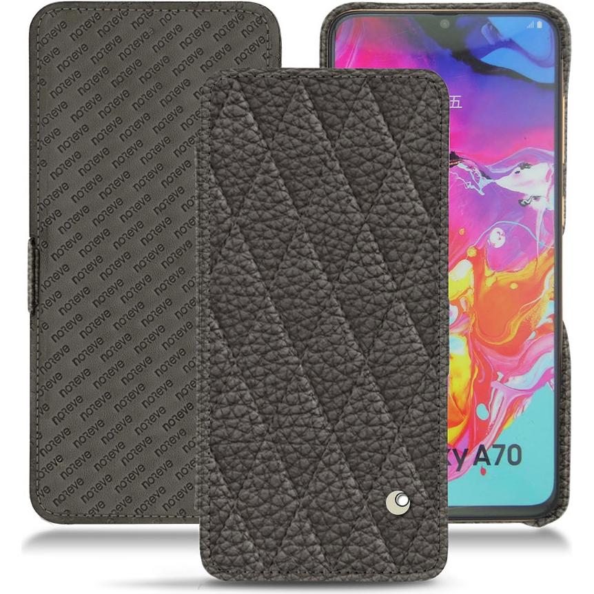 Noreve Lederschutzhülle horizontal (Samsung Galaxy A70), Smartphone Hülle, Grau
