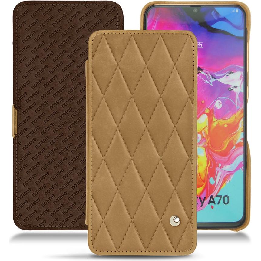 Noreve Lederschutzhülle horizontal (Samsung Galaxy A70), Smartphone Hülle, Braun