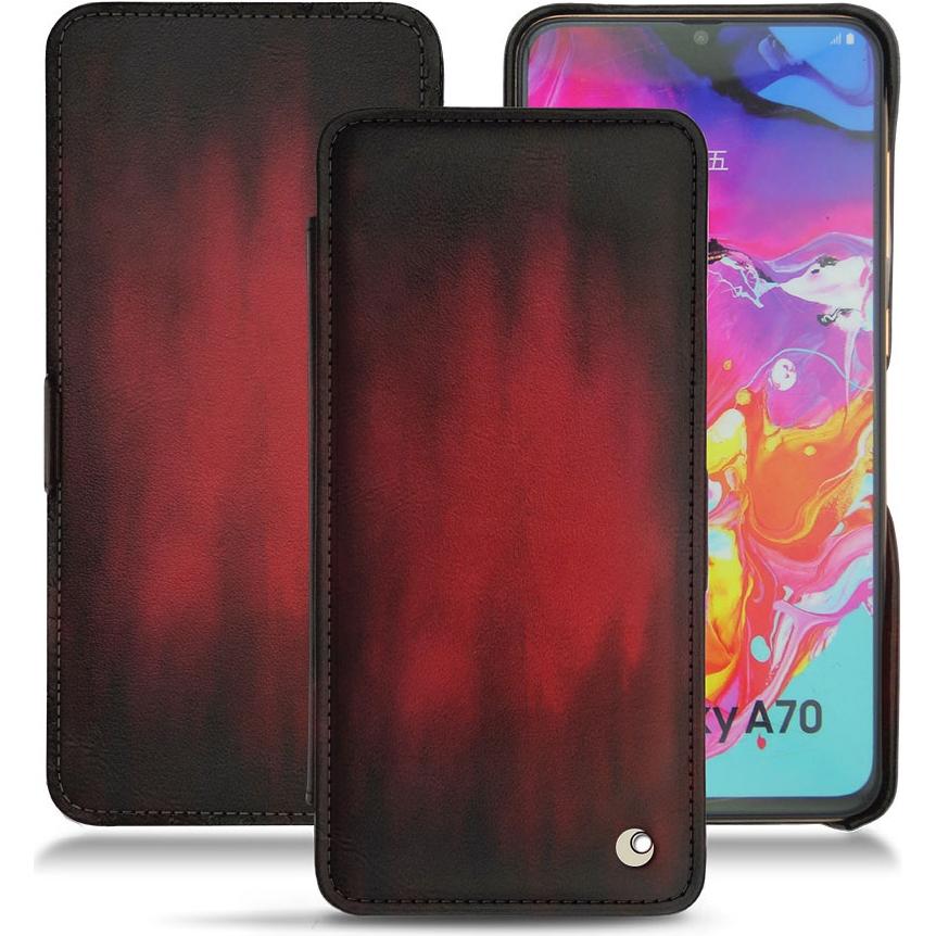 Noreve Lederschutzhülle horizontal (Samsung Galaxy A70), Smartphone Hülle, Rot