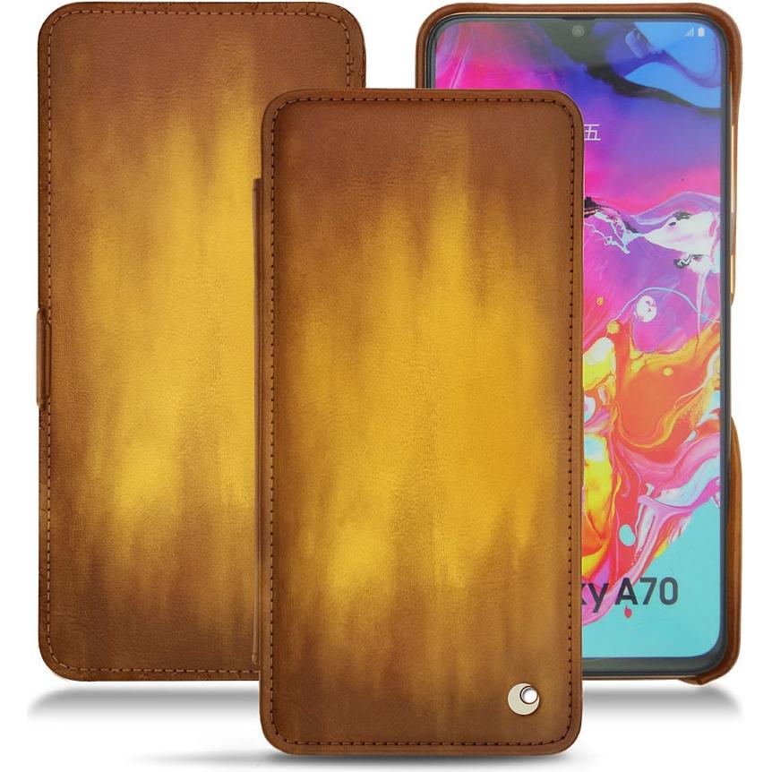 Noreve Lederschutzhülle horizontal (Samsung Galaxy A70), Smartphone Hülle, Gold