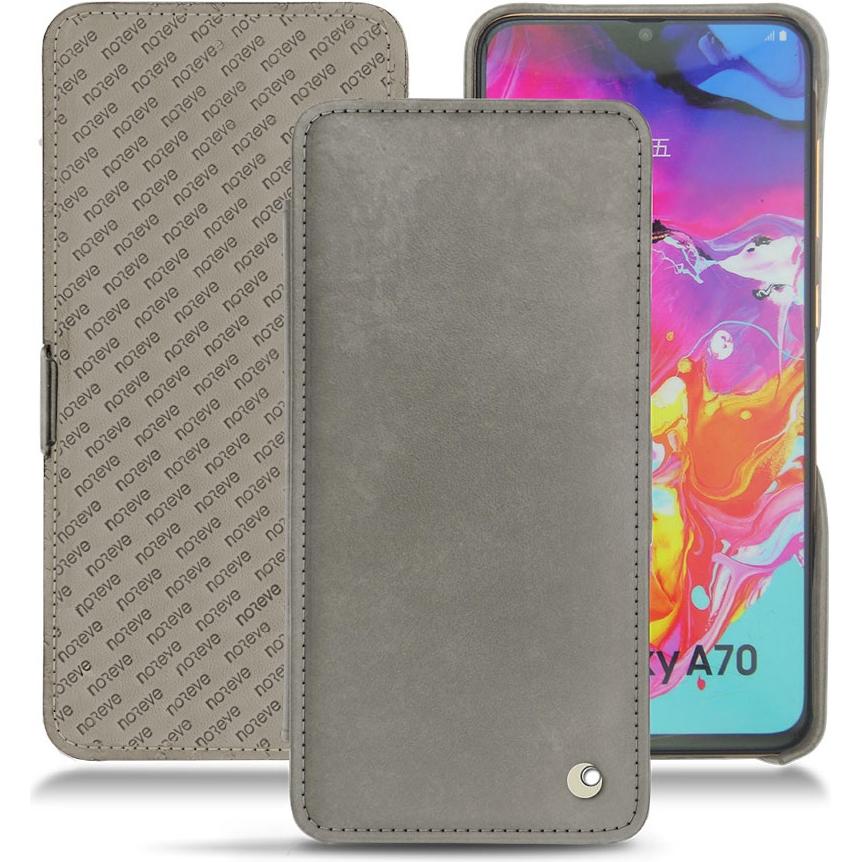 Noreve Lederschutzhülle horizontal (Samsung Galaxy A70), Smartphone Hülle, Grau