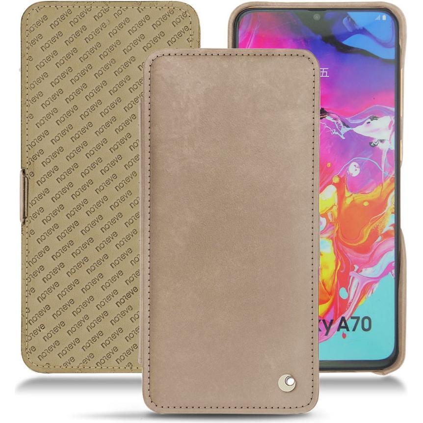 Noreve Lederschutzhülle horizontal (Samsung Galaxy A70), Smartphone Hülle, Beige