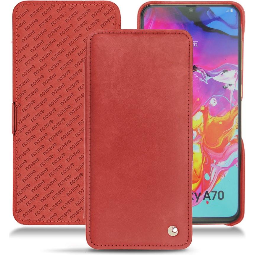 Noreve Lederschutzhülle horizontal (Samsung Galaxy A70), Smartphone Hülle, Rot