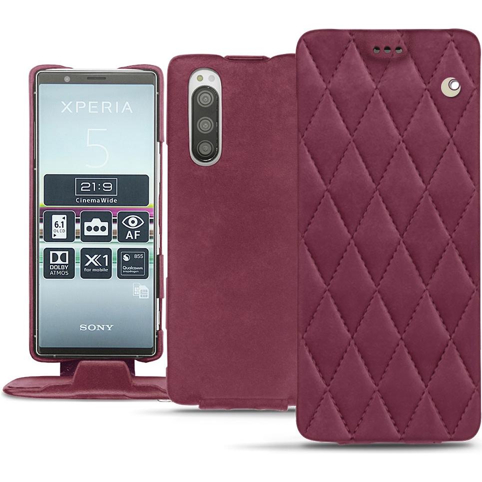 Noreve Lederschutzhülle vertikal (Sony Xperia 5), Smartphone Hülle, Violett