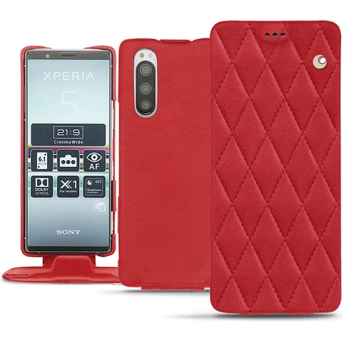 Noreve Lederschutzhülle vertikal (Sony Xperia 5), Smartphone Hülle, Rot