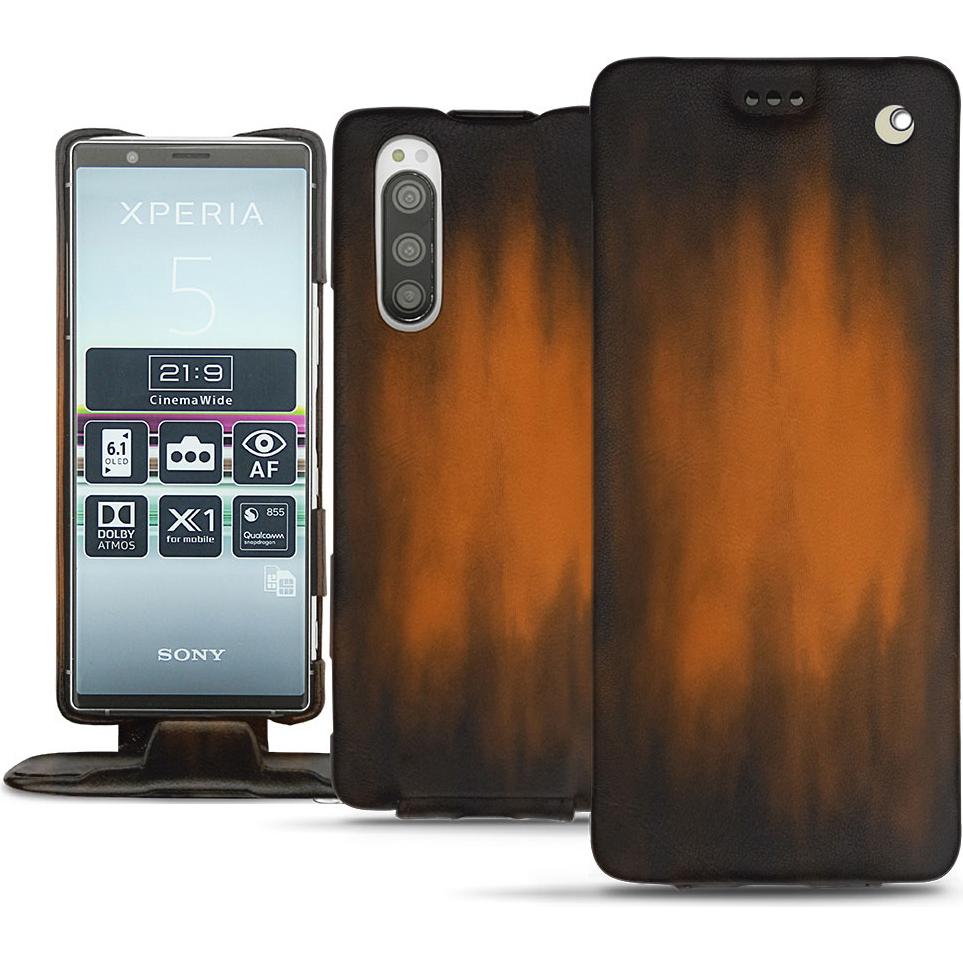 Thumbnail - Noreve Lederschutzhülle vertikal (Sony Xperia 5), Smartphone Hülle, Braun