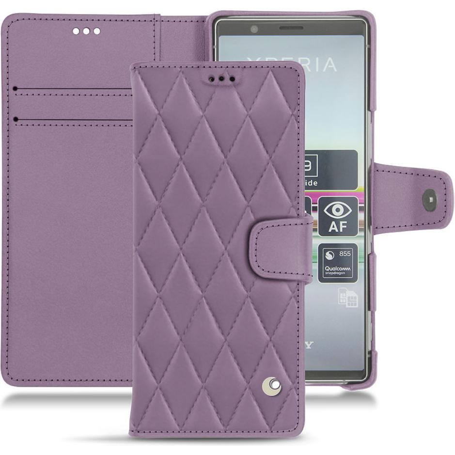 Noreve Lederschutzhülle Wallet (Sony Xperia 5), Smartphone Hülle, Violett