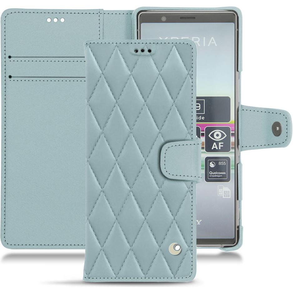 Noreve Lederschutzhülle Wallet (Sony Xperia 5), Smartphone Hülle, Blau