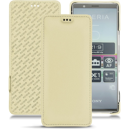 Noreve Lederschutzhülle horizontal (Sony Xperia 5), Smartphone Hülle, Beige