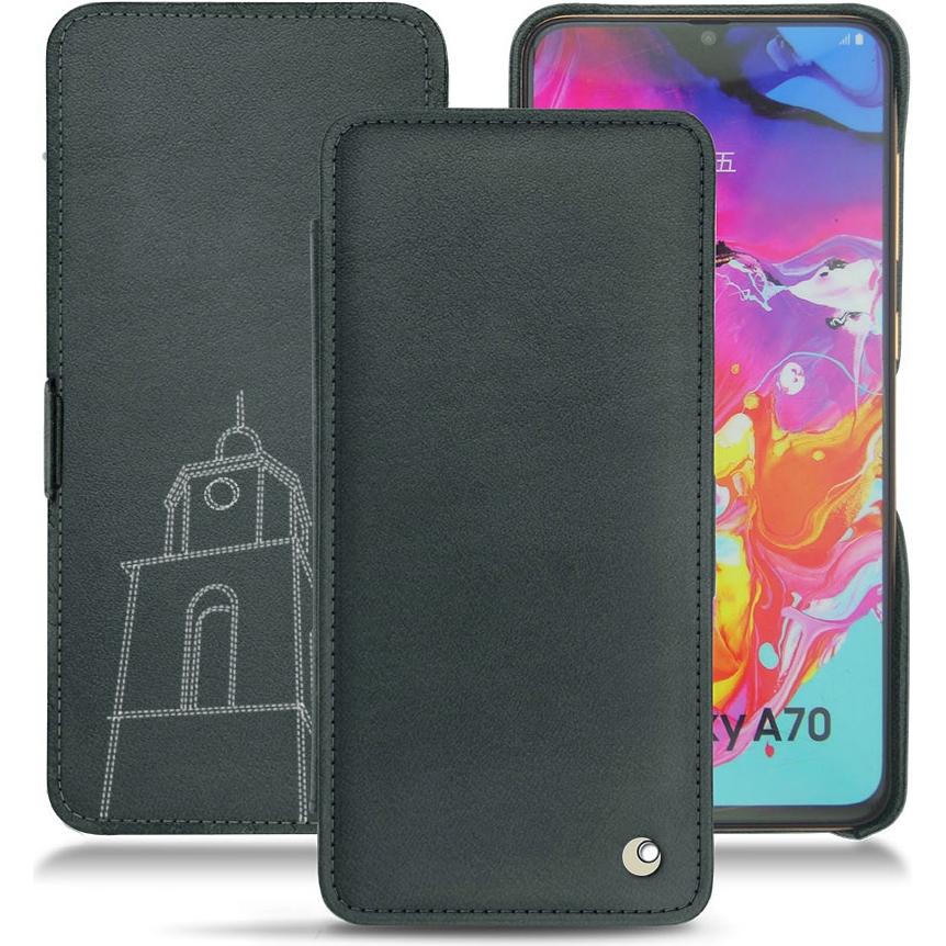 Noreve Lederschutzhülle horizontal (Samsung Galaxy A70), Smartphone Hülle, Blau