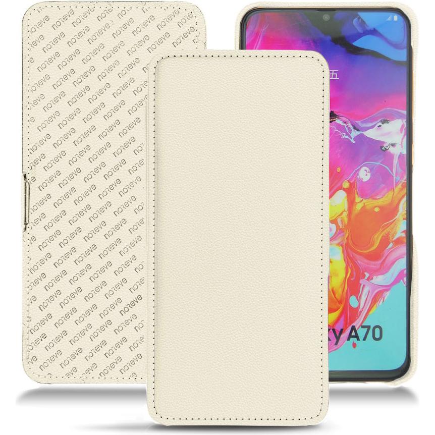 Noreve Lederschutzhülle horizontal (Samsung Galaxy A70), Smartphone Hülle, Weiss