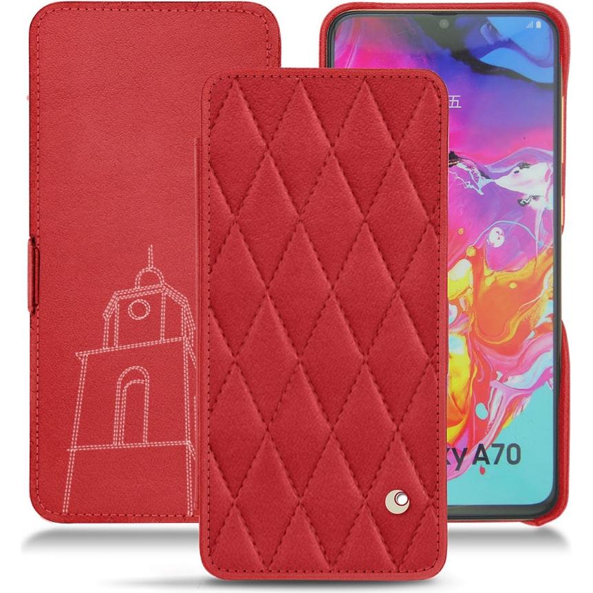 Noreve Lederschutzhülle horizontal (Samsung Galaxy A70), Smartphone Hülle, Rot