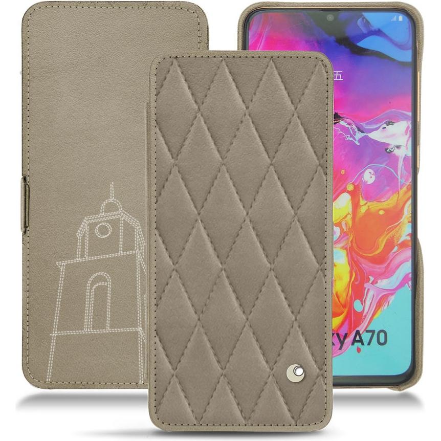 Noreve Lederschutzhülle horizontal (Samsung Galaxy A70), Smartphone Hülle, Beige