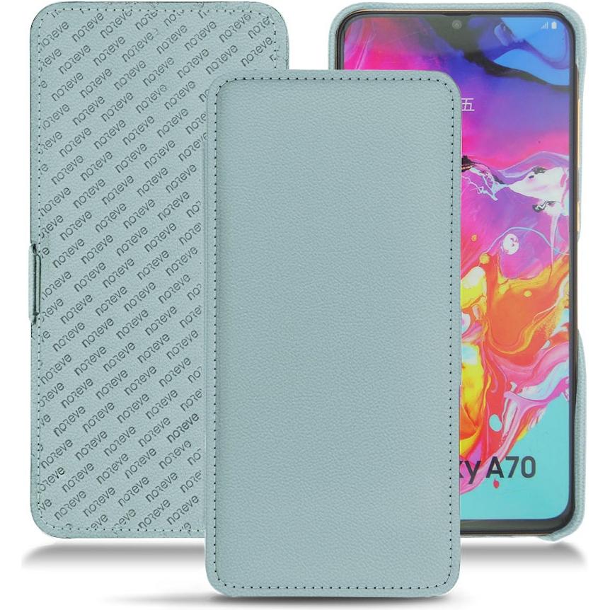 Noreve Lederschutzhülle horizontal (Samsung Galaxy A70), Smartphone Hülle, Blau