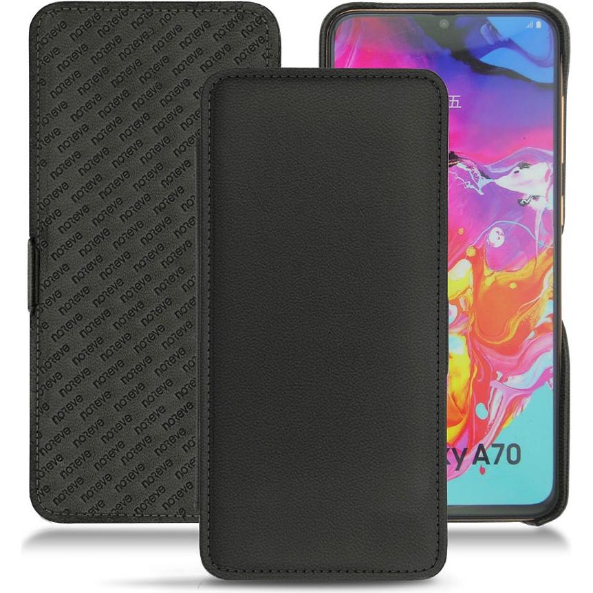 Noreve Lederschutzhülle horizontal (Samsung Galaxy A70), Smartphone Hülle, Schwarz