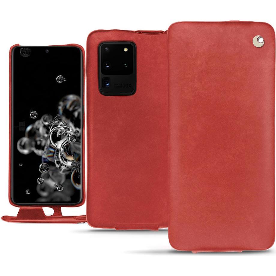 Noreve Lederschutzhülle vertikal (Samsung Galaxy S20 Ultra 5G), Smartphone Hülle, Rot