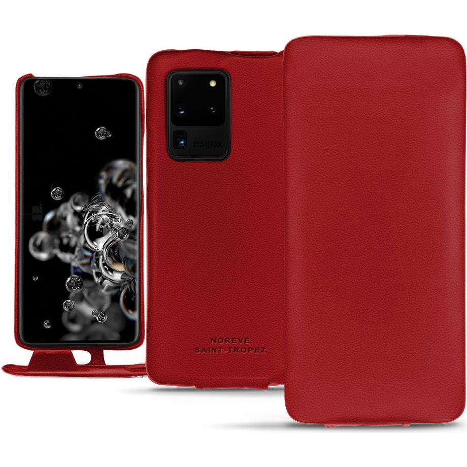 Noreve Lederschutzhülle vertikal (Samsung Galaxy S20 Ultra 5G), Smartphone Hülle, Rot