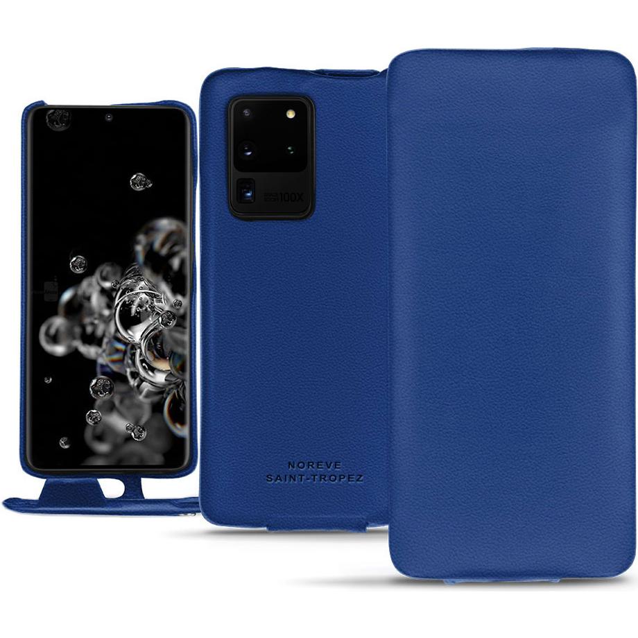 Noreve Lederschutzhülle vertikal (Samsung Galaxy S20 Ultra 5G), Smartphone Hülle, Blau