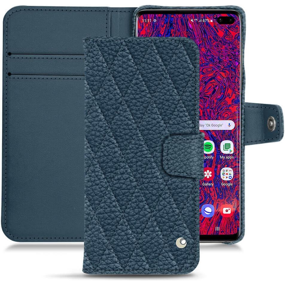 Noreve Lederschutzhülle Wallet (Samsung Galaxy S10 5G), Smartphone Hülle, Blau