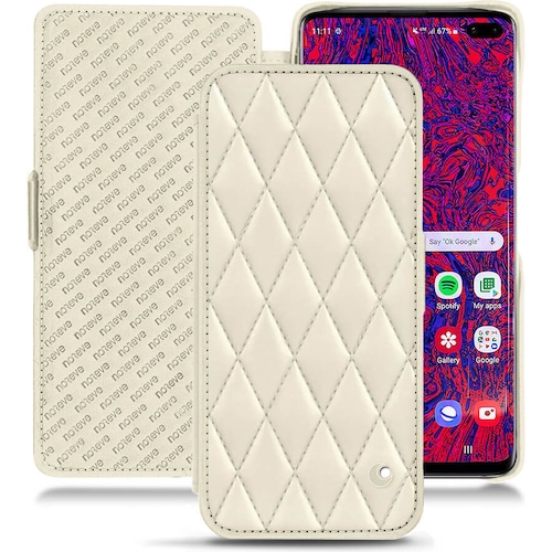 Noreve Lederschutzhülle horizontal (Galaxy S10 5G), Smartphone Hülle, Weiss