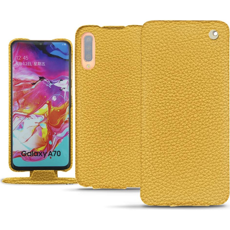 Noreve Lederschutzhülle vertikal (Samsung Galaxy A70), Smartphone Hülle, Orange