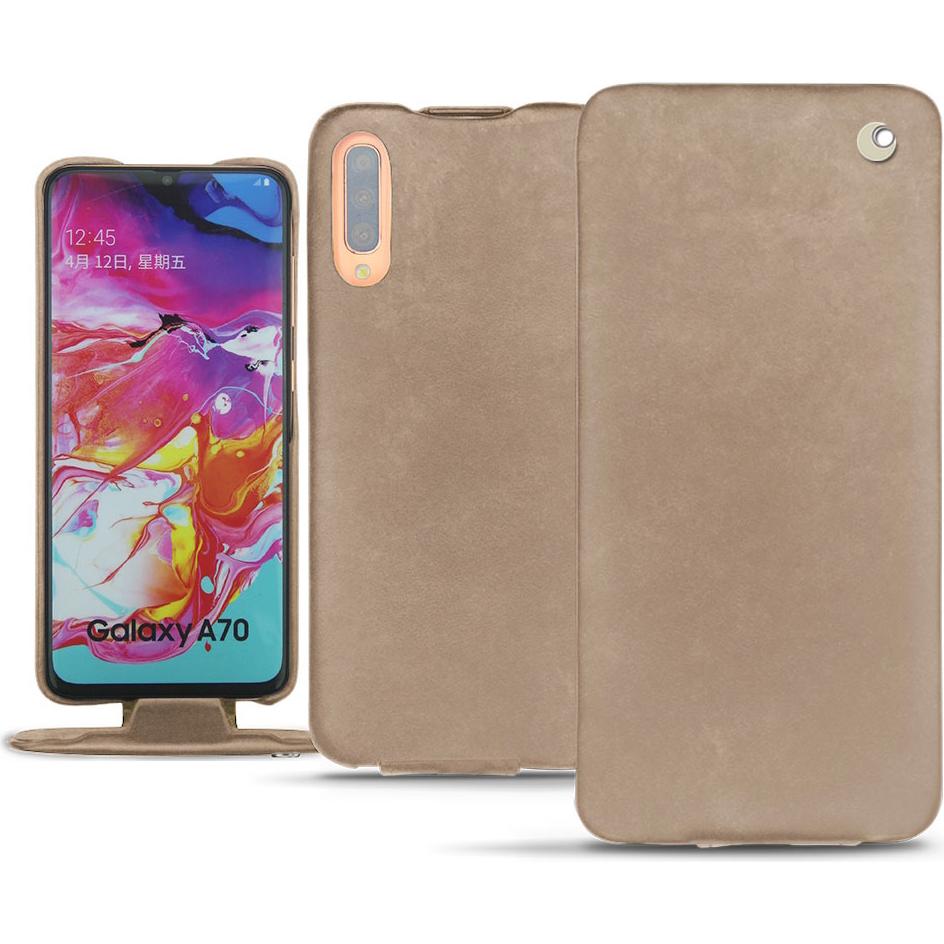 Noreve Lederschutzhülle vertikal (Samsung Galaxy A70), Smartphone Hülle, Beige