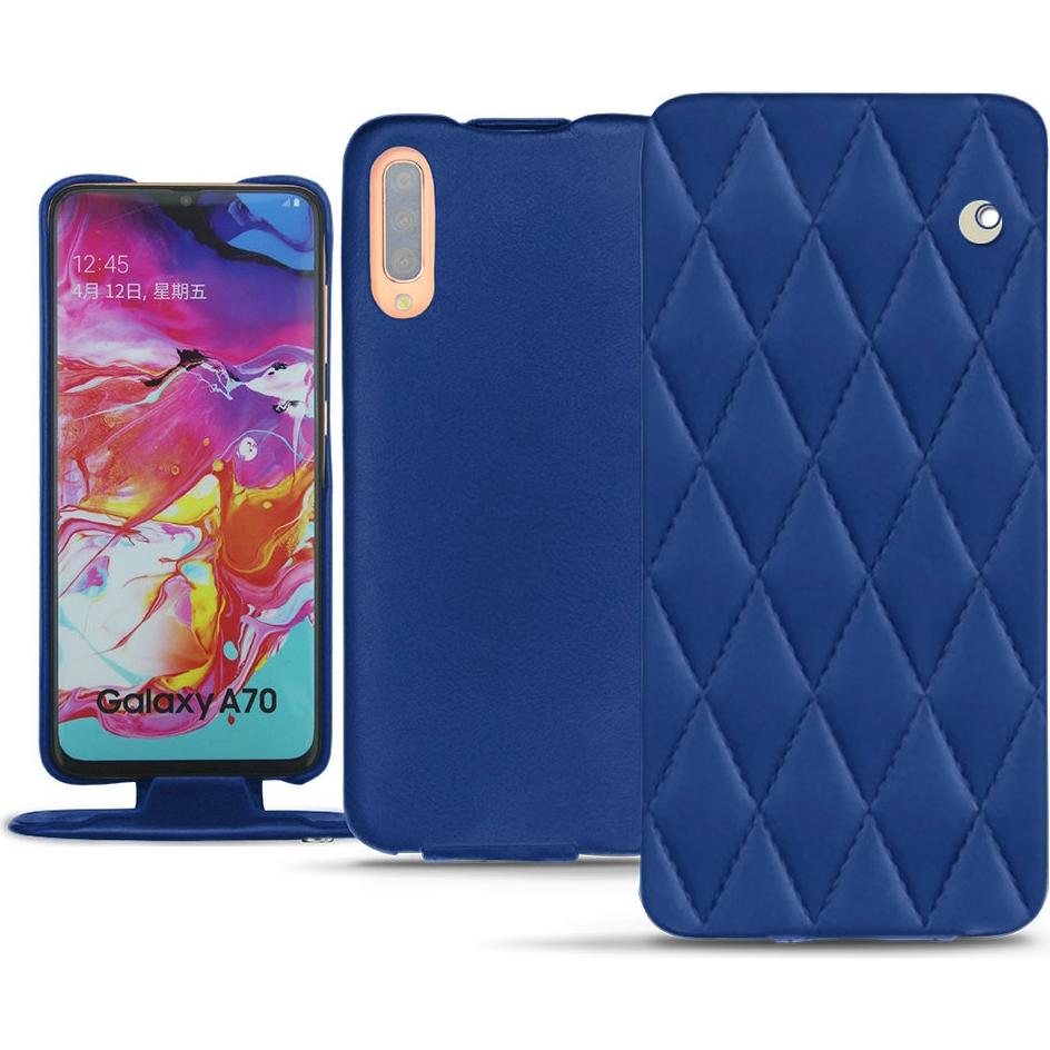 Noreve Lederschutzhülle vertikal (Samsung Galaxy A70), Smartphone Hülle, Blau