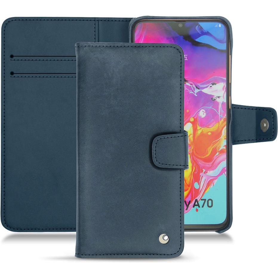 Noreve Lederschutzhülle Wallet (Samsung Galaxy A70), Smartphone Hülle, Blau