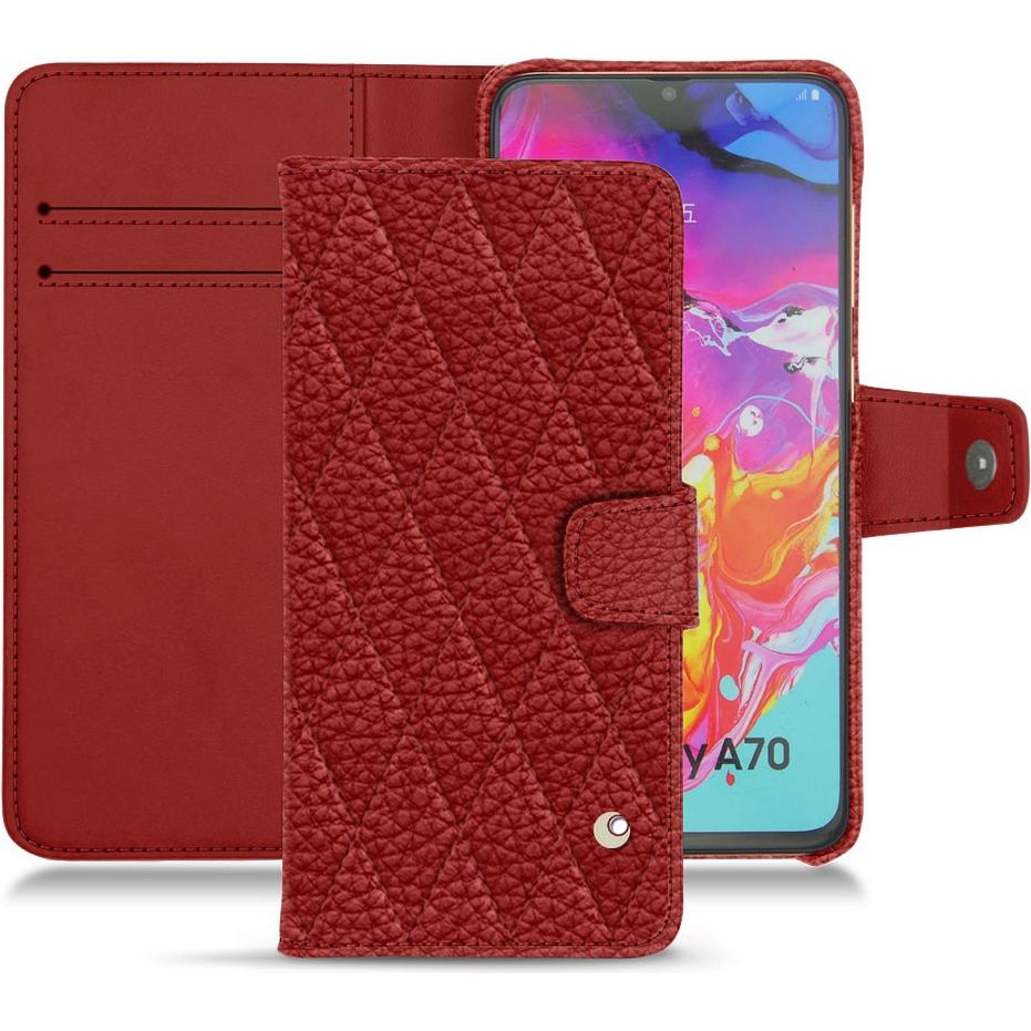 Noreve Lederschutzhülle Wallet (Samsung Galaxy A70), Smartphone Hülle, Rot