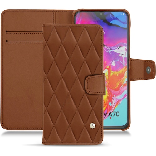 Noreve Lederschutzhülle Wallet (Samsung Galaxy A70), Smartphone Hülle, Braun