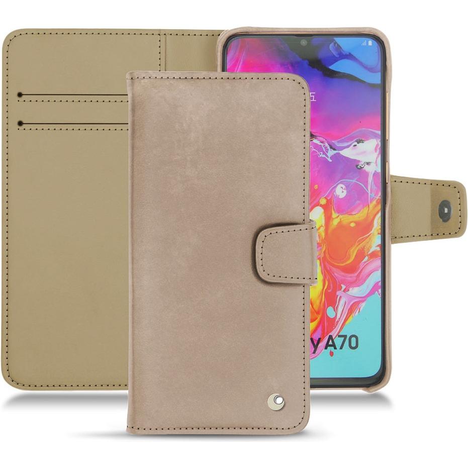 Noreve Lederschutzhülle Wallet (Samsung Galaxy A70), Smartphone Hülle, Beige
