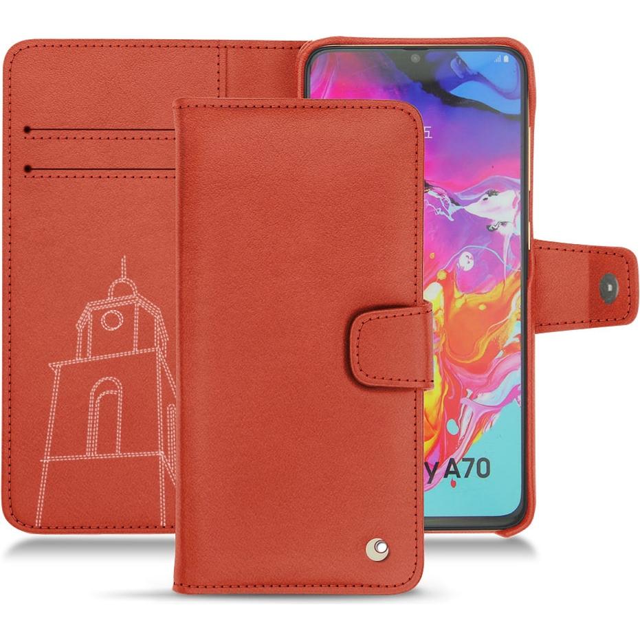 Noreve Lederschutzhülle Wallet (Samsung Galaxy A70), Smartphone Hülle, Orange