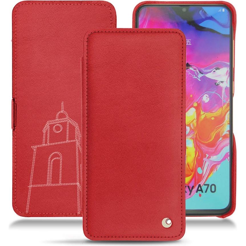 Noreve Lederschutzhülle horizontal (Samsung Galaxy A70), Smartphone Hülle, Rot