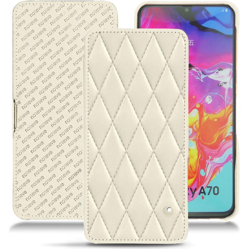 Noreve Lederschutzhülle horizontal (Samsung Galaxy A70), Smartphone Hülle, Weiss
