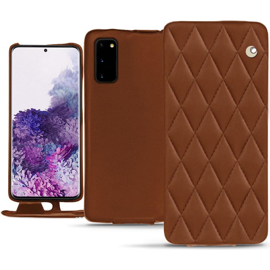 Noreve Lederschutzhülle vertikal (Samsung Galaxy S20), Smartphone Hülle, Braun