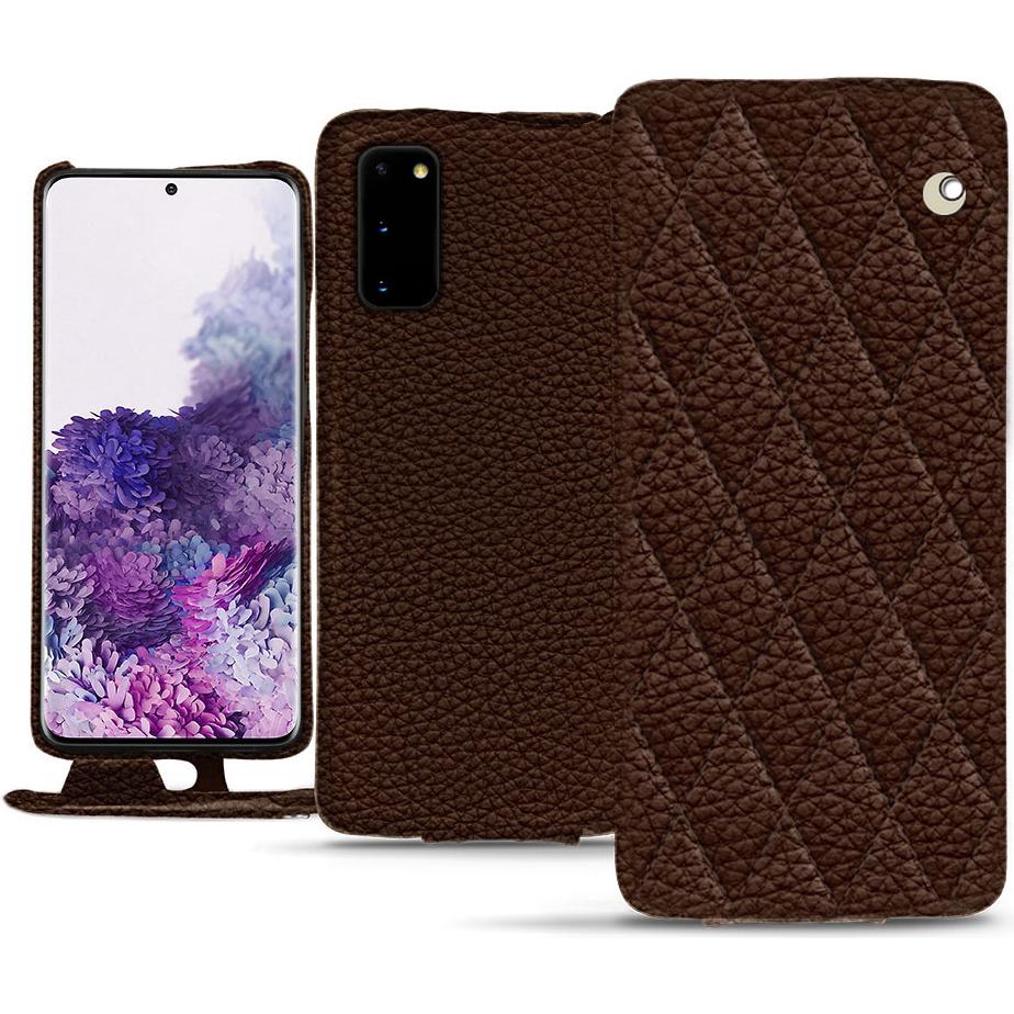 Noreve Lederschutzhülle vertikal (Samsung Galaxy S20), Smartphone Hülle, Braun