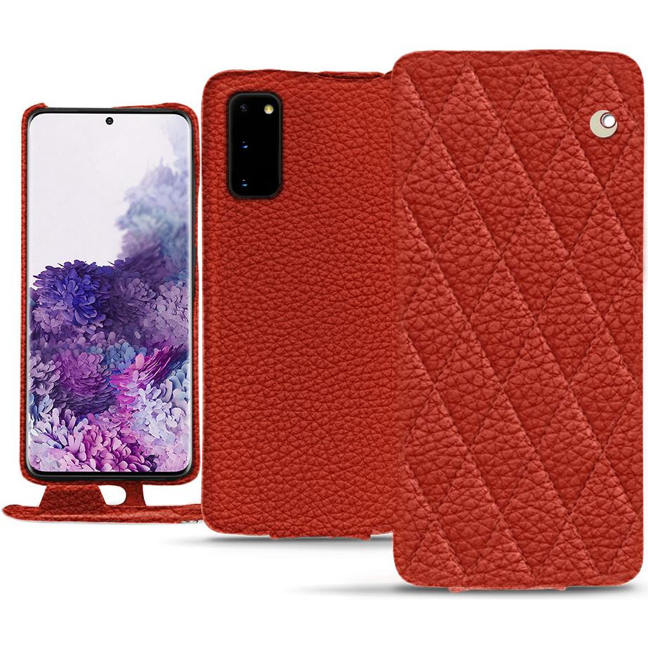 Noreve Lederschutzhülle vertikal (Samsung Galaxy S20), Smartphone Hülle, Orange